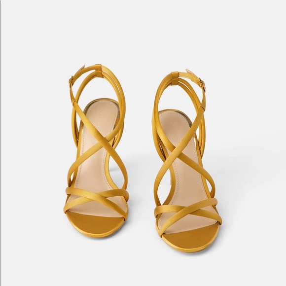 Zara Shoes - Zara mustard yellow satin heeled sandals